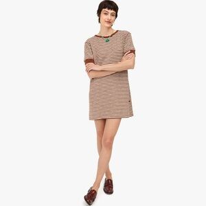 Clare V. Le Bateau Dress in
Cream/Chestnut Stripe